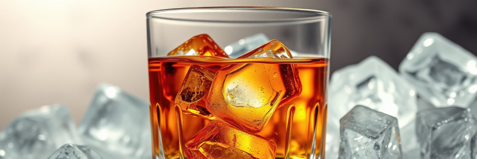 Enjoying a glass of whiskey on the rocks with ice cubes in a stylish setting